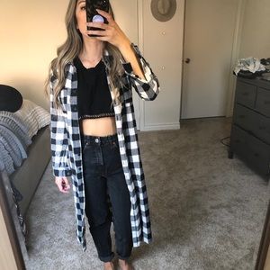 Black and white long flannel